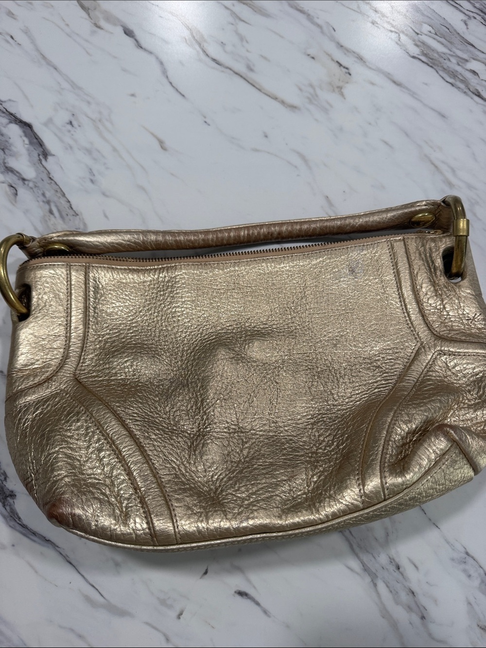 Kenneth Cole Metallic Gold Leather Shoulder Bag